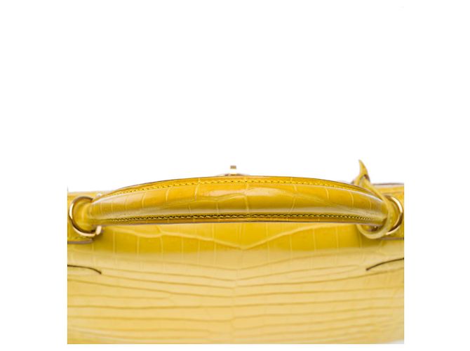 Hermès Sac HERMES Kelly 28 en Crocodile Jaune - 101756 - vue 10