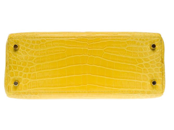 Hermès Sac HERMES Kelly 28 en Crocodile Jaune - 101756 - vue 11