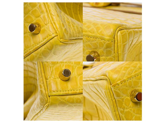 Hermès Sac HERMES Kelly 28 en Crocodile Jaune - 101756 - vue 12