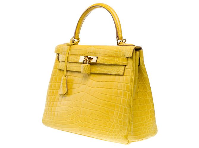 Hermès Sac HERMES Kelly 28 en Crocodile Jaune - 101756 - vue 5