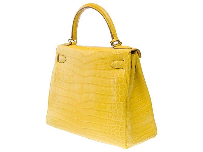 Hermès Sac HERMES Kelly 28 en Crocodile Jaune - 101756 - vue 6