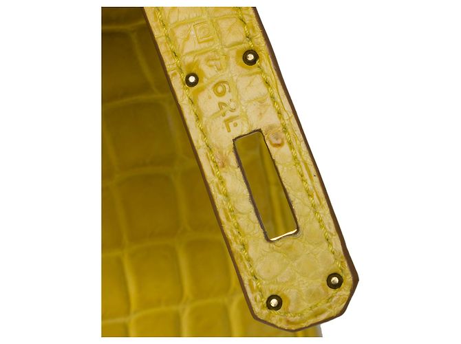 Hermès Sac HERMES Kelly 28 en Crocodile Jaune - 101756 - vue 8