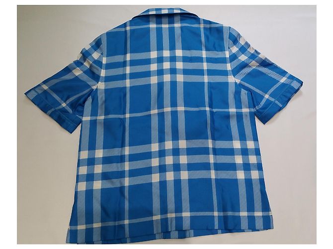 Camicia Burberry Tierney in seta, colore "Vivid Blue" Blu chiaro - vista 2