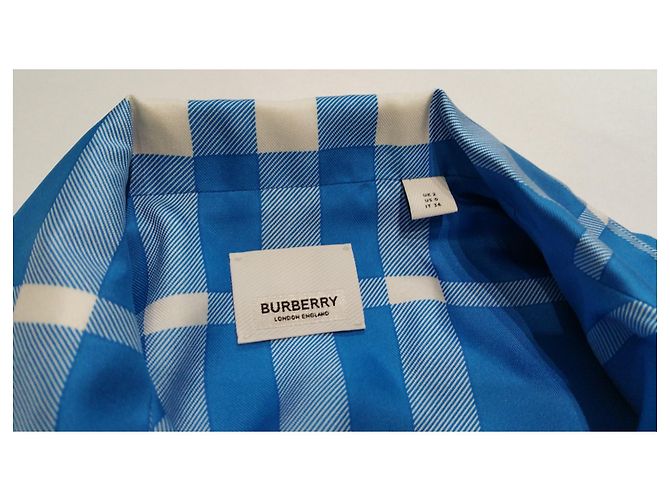 Camicia Burberry Tierney in seta, colore "Vivid Blue" Blu chiaro - vista 3