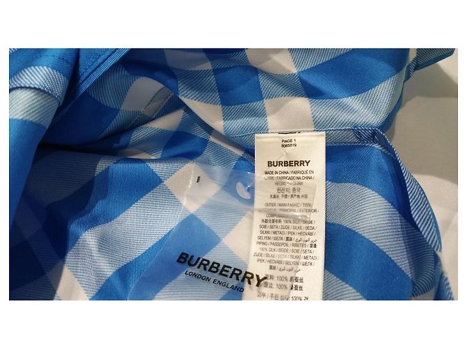 Camicia Burberry Tierney in seta, colore "Vivid Blue" Blu chiaro - vista 6
