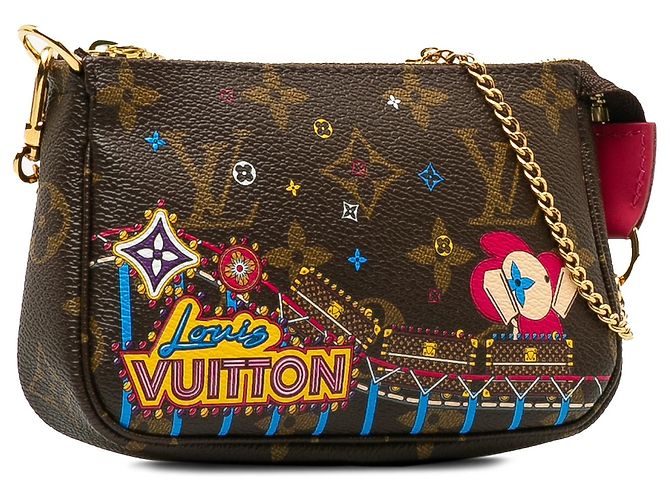 Mini pochette accessori Louis Vuitton con stampa natalizia Vivienne monogramma marrone - vista 2