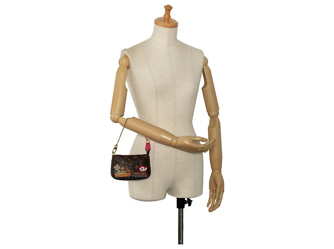 Mini pochette accessori Louis Vuitton con stampa natalizia Vivienne monogramma marrone - vista 9