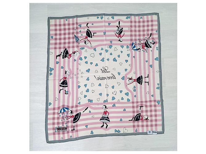 Foulard di seta Olive Oyl di Moschino, Moschino Cheap and Chic Rosa Multicolore - vista 5