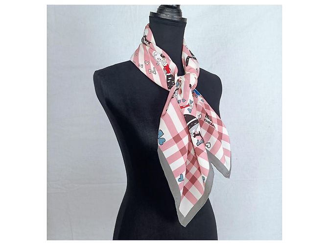 Foulard di seta Olive Oyl di Moschino, Moschino Cheap and Chic Rosa Multicolore - vista 6