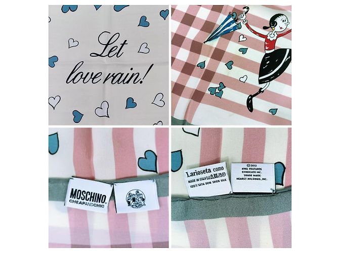 Foulard di seta Olive Oyl di Moschino, Moschino Cheap and Chic Rosa Multicolore - vista 8