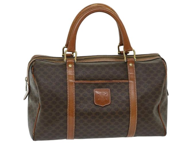 Céline CELINE Borsa Boston in tela macadam PVC Marrone Auth yk11253 - vista 13