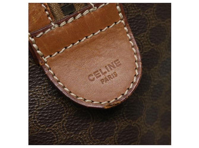 Céline CELINE Borsa Boston in tela macadam PVC Marrone Auth yk11253 - vista 17