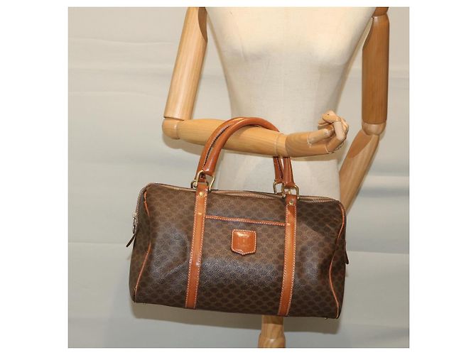 Céline CELINE Borsa Boston in tela macadam PVC Marrone Auth yk11253 - vista 22