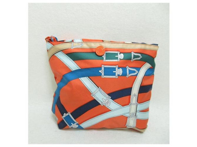 Duffle Hermès Borsone Cavalcadour Airsilk 44 Boston Bag Arancione - vista 11