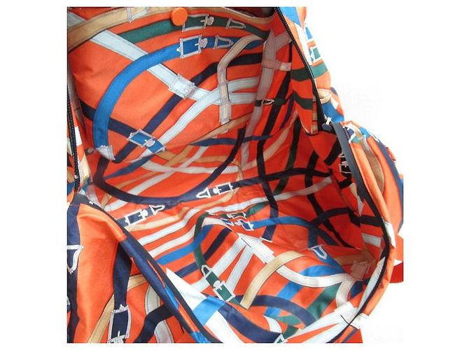 Duffle Hermès Borsone Cavalcadour Airsilk 44 Boston Bag Arancione - vista 5