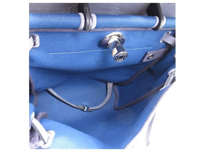 Hermès Zaino Toile Herbag Blu - vista 5