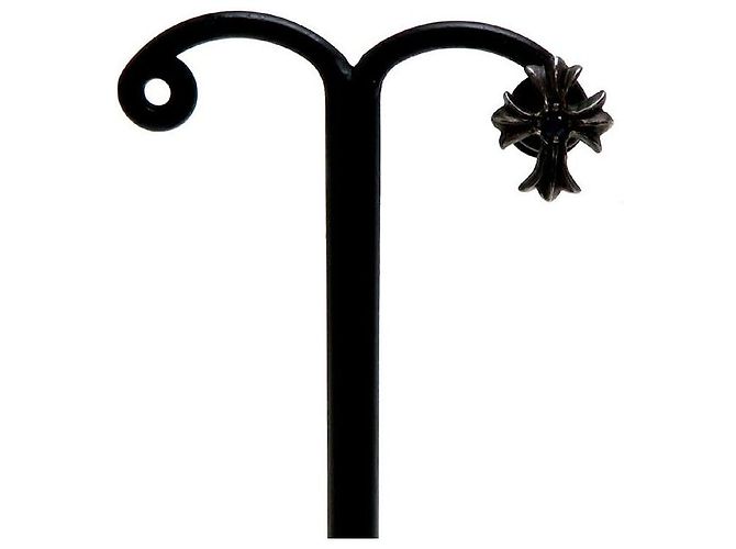 Chrome Hearts Silberner Kreuz-Saphir-Ohrring - Ansicht 3