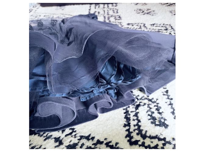 Blaues Samtkleid von Tartine et Chocolat, festliches Kleid. Marineblau - Ansicht 10