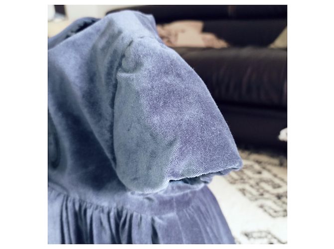 Blaues Samtkleid von Tartine et Chocolat, festliches Kleid. Marineblau - Ansicht 15
