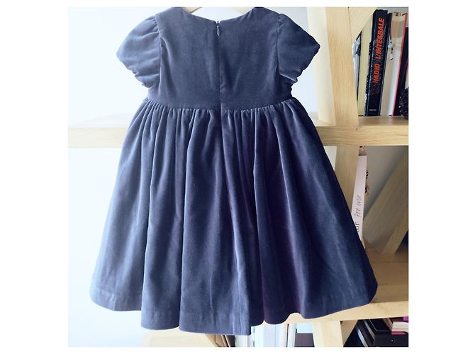Blaues Samtkleid von Tartine et Chocolat, festliches Kleid. Marineblau - Ansicht 3