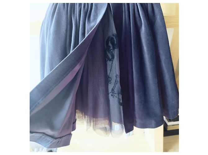 Blaues Samtkleid von Tartine et Chocolat, festliches Kleid. Marineblau - Ansicht 5