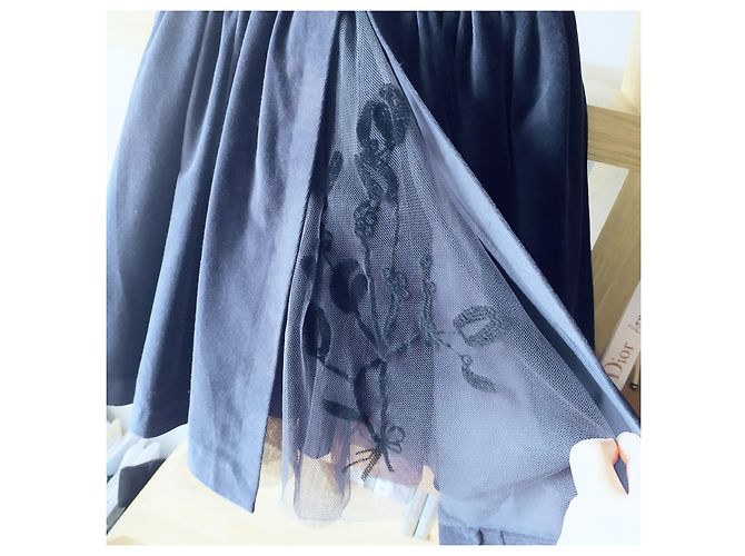 Blaues Samtkleid von Tartine et Chocolat, festliches Kleid. Marineblau - Ansicht 6
