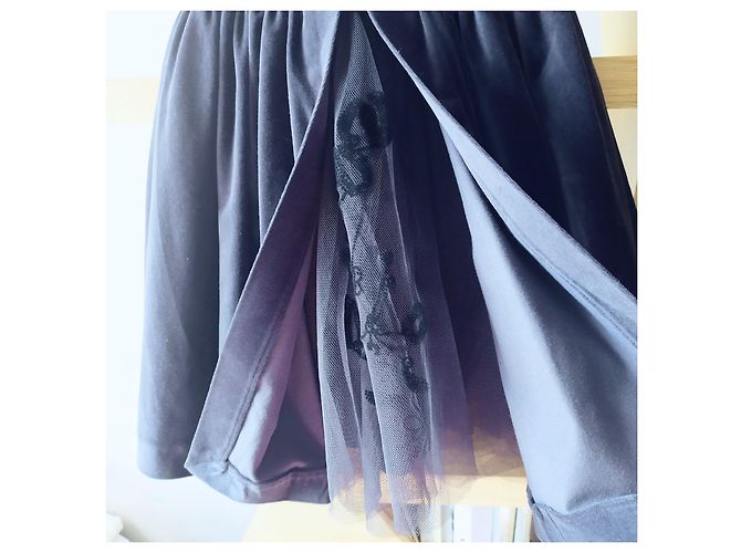 Blaues Samtkleid von Tartine et Chocolat, festliches Kleid. Marineblau - Ansicht 7