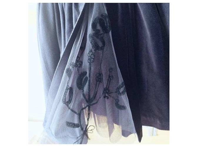 Blaues Samtkleid von Tartine et Chocolat, festliches Kleid. Marineblau - Ansicht 8