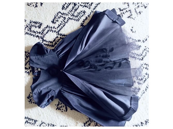Blaues Samtkleid von Tartine et Chocolat, festliches Kleid. Marineblau - Ansicht 9