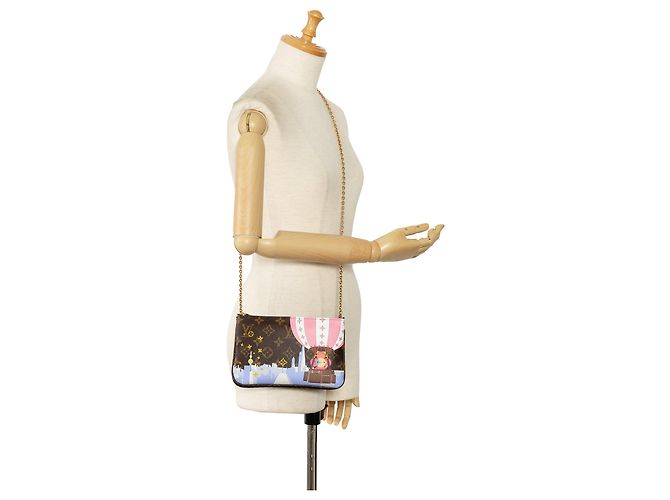 Borsa a tracolla Illustre Vivienne Shanghai con zip Pochette foderata con monogramma marrone Louis Vuitton - vista 10