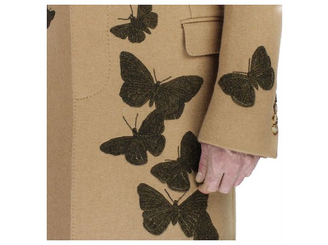 Alexander McQueen Bullion Embroidered Moth Coat Brown - view 10