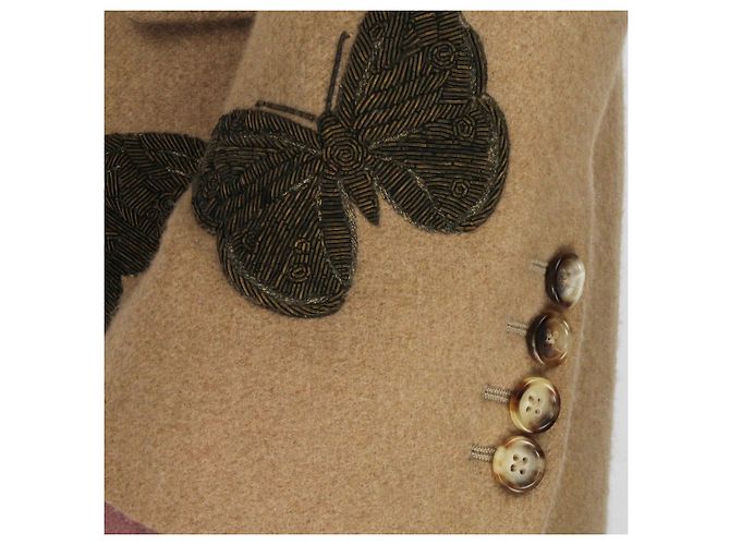Alexander McQueen Bullion Embroidered Moth Coat Brown - view 11