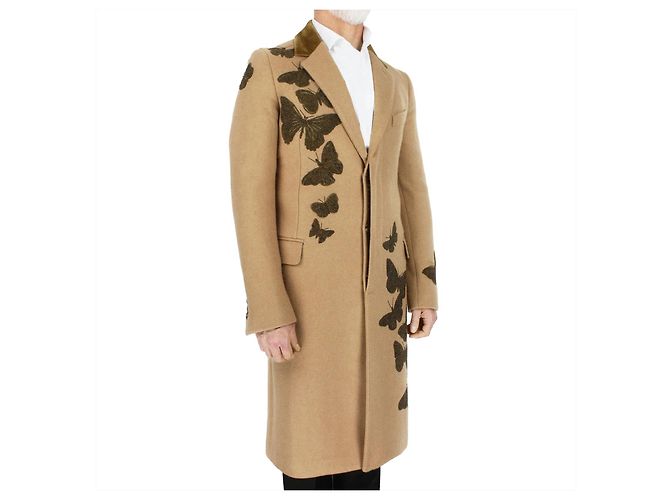 Alexander McQueen Bullion Embroidered Moth Coat Brown - view 2