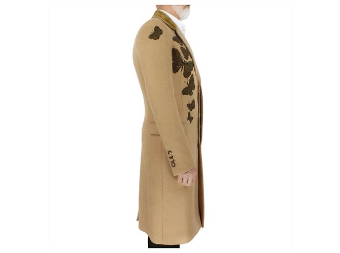 Alexander McQueen Bullion Embroidered Moth Coat Brown - view 3