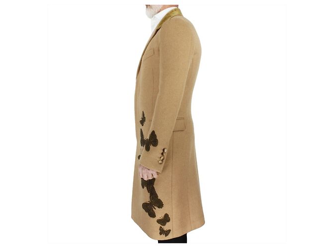 Alexander McQueen Bullion Embroidered Moth Coat Brown - view 7