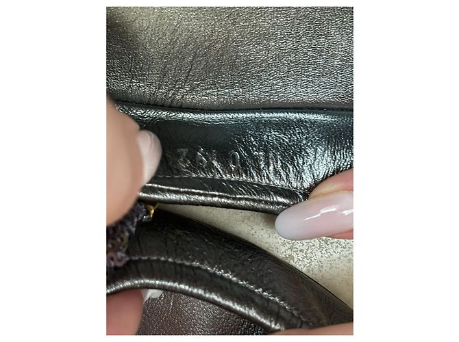 Louis Vuitton Silver Leather Ballet Flats with Sequin Bow Silvery - view 6