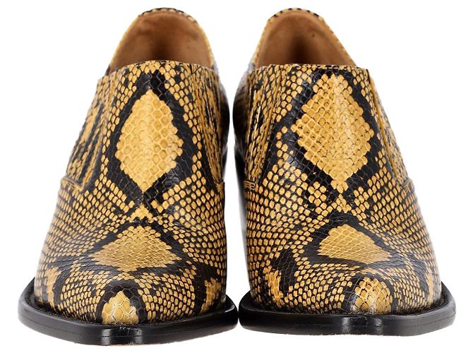 Chloé Chloe Rylee Ankle Boots mit Schlangenhautprägung aus gelbem Leder - Ansicht 2