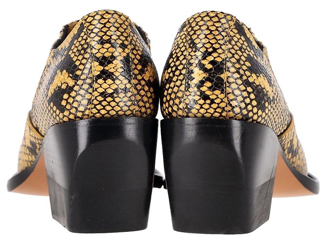 Chloé Chloe Rylee Ankle Boots mit Schlangenhautprägung aus gelbem Leder - Ansicht 4