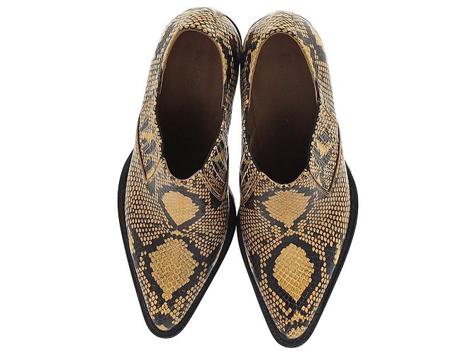 Chloé Chloe Rylee Ankle Boots mit Schlangenhautprägung aus gelbem Leder - Ansicht 6
