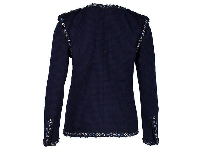 Chanel Buttoned Evening Jacket in Navy Blue Wool - view 3