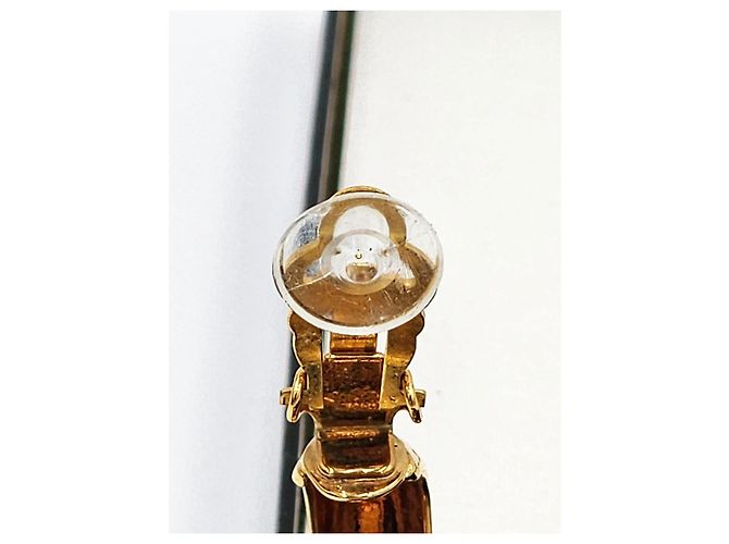 Cambon Orecchini a cerchio vintage Chanel Coco bianchi con perle. Gold hardware - vista 10