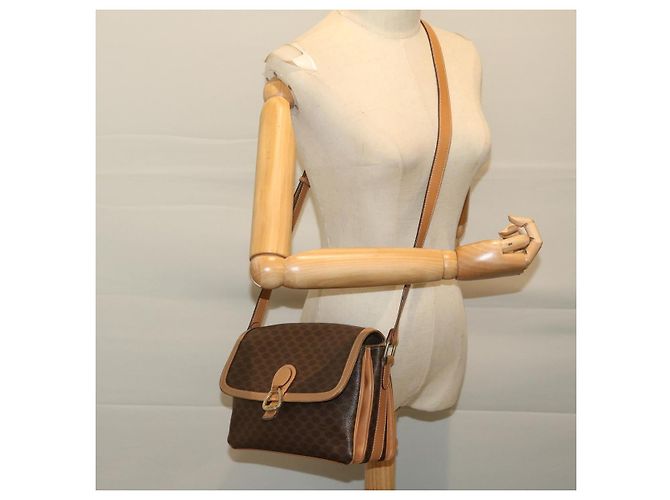 Céline CELINE Borsa a tracolla in tela di macadam PVC Pelle marrone Auth yk11104 - vista 22