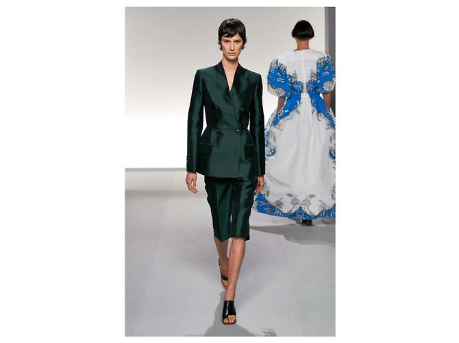 Blazer giacca a clessidra in lana e seta verde bottiglia Givenchy SS20 Verde scuro - vista 2