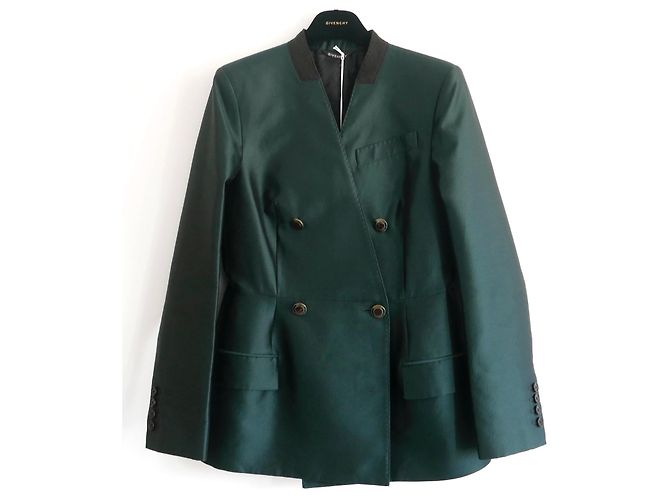 Blazer giacca a clessidra in lana e seta verde bottiglia Givenchy SS20 Verde scuro - vista 3