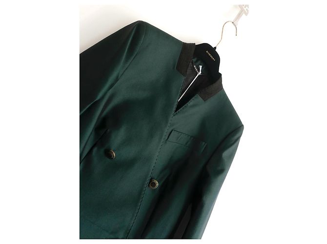Blazer giacca a clessidra in lana e seta verde bottiglia Givenchy SS20 Verde scuro - vista 4