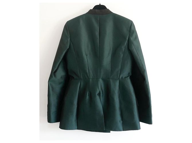 Blazer giacca a clessidra in lana e seta verde bottiglia Givenchy SS20 Verde scuro - vista 7