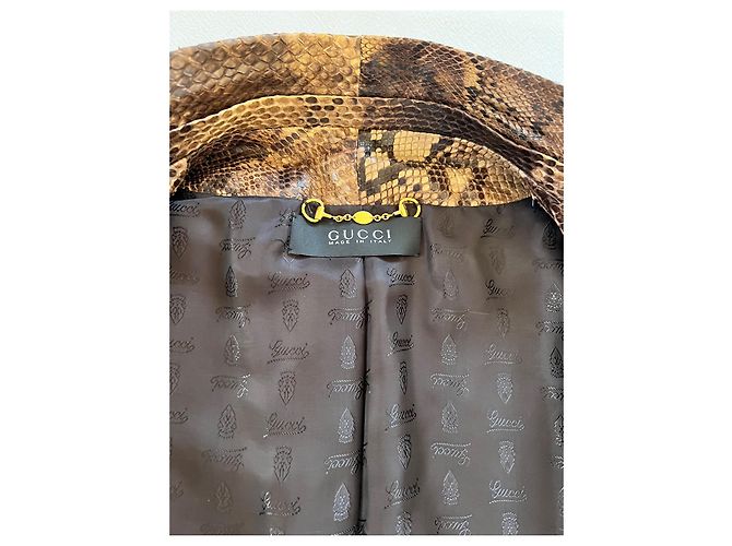 Gucci Frühjahr 2009 Python Bikerjacke Braun Schwarz Beige - Ansicht 10