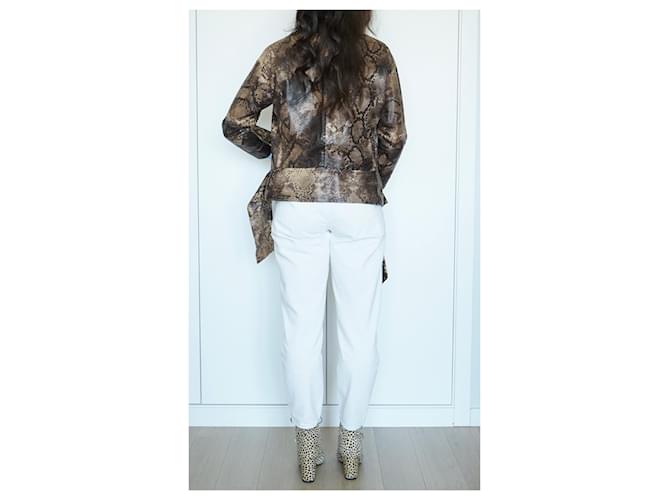 Gucci Frühjahr 2009 Python Bikerjacke Braun Schwarz Beige - Ansicht 12