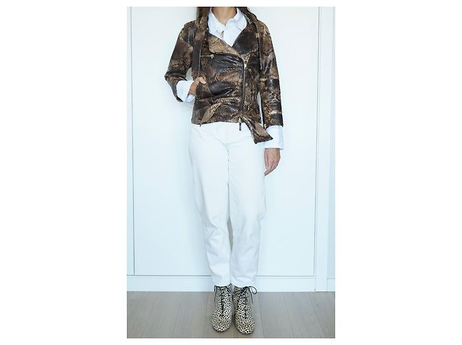Gucci Frühjahr 2009 Python Bikerjacke Braun Schwarz Beige - Ansicht 13