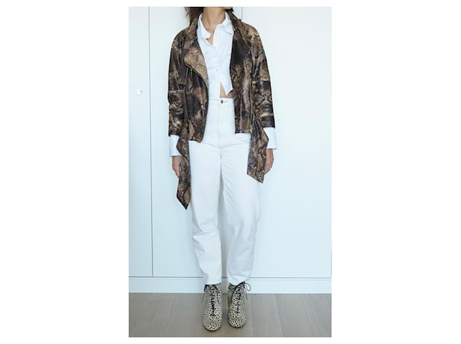 Gucci Frühjahr 2009 Python Bikerjacke Braun Schwarz Beige - Ansicht 14